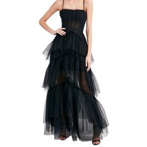 BCBG MaxAzria / Sheer Tiered Ruffle Gown /Size 12